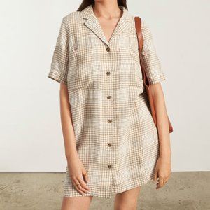 Plaid Button-Up Shirt Dress